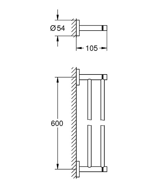 GROHE Double barre porte-serviettes 600mm ESSENTIALS Chromé 40802001