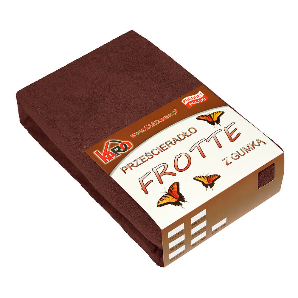Prześcieradło frotte z gumką 180x200 czekoladowe 042 KARO