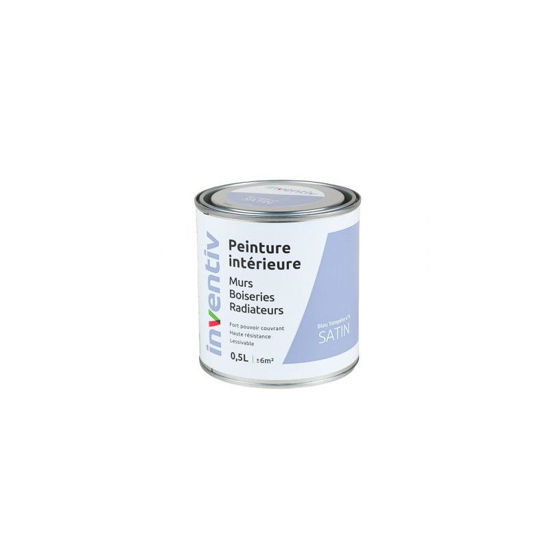 Peinture pour mur boiserie radiateur Bleu Tempête n°4 satiné 0,5 L INVENTIV