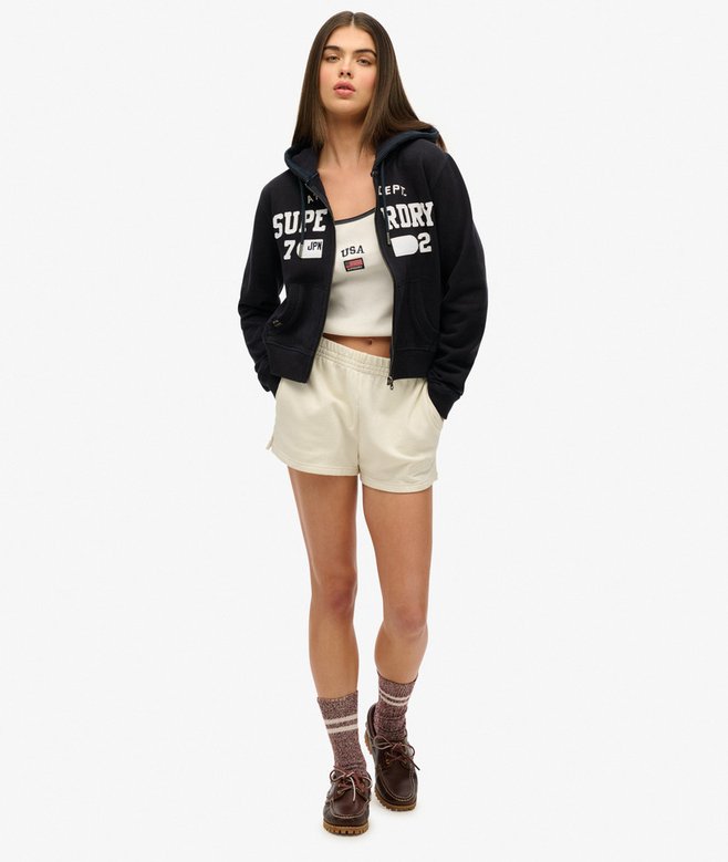 Athletic Essentials Relaxed Cropped Zip Hoodie