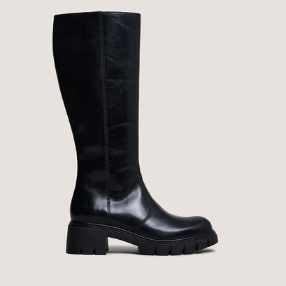 Bottes à semelles crantéesen cuir noir | ANTONIN