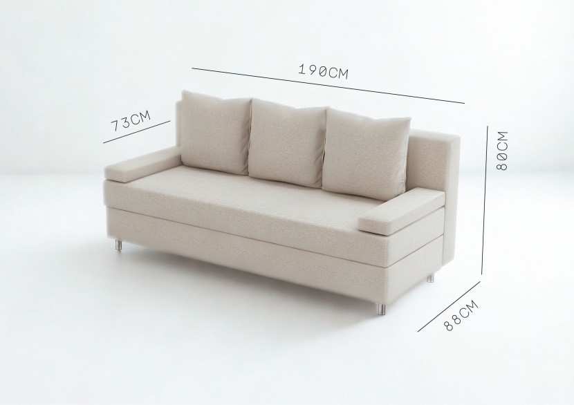 Sofa Rozkładana Trzyosobowa z Pojemnikiem HELIOS Brązowa z Funkcją Spania