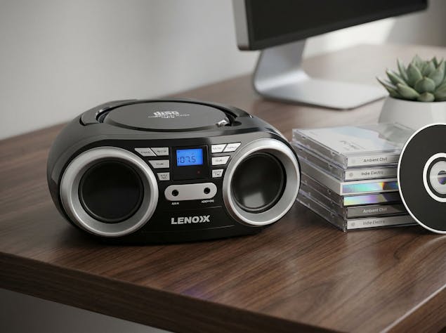 Portable CD Player (Black) 4W Speaker with FM Radio & AUX In