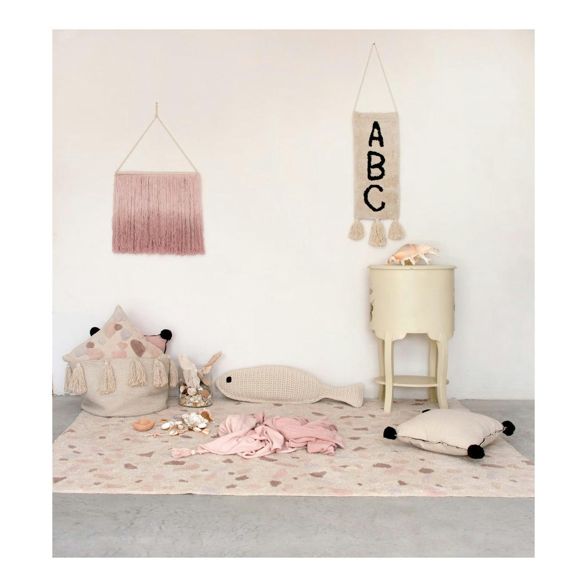 TERRA - Tapis lavable en coton beige 140x200