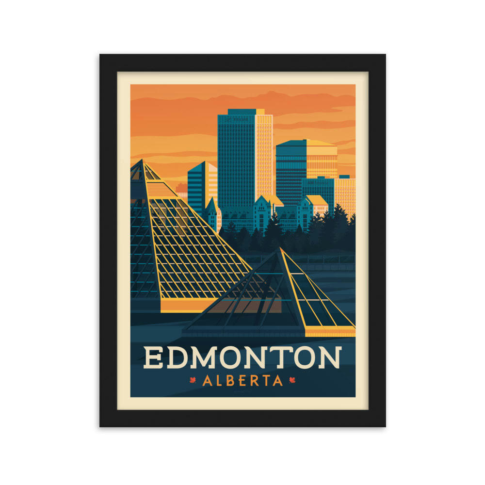 - Affiche Edmonton Canada + Cadre Bois noir 30x40 cm