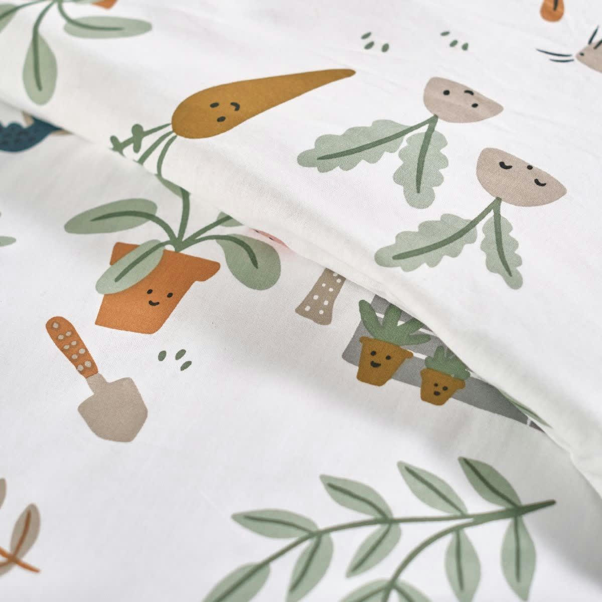 HAPPY COUNTRY - Parure de lit imprimé en coton vert 140x200