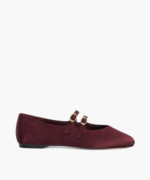 Hypnotize Burgundy - Velvet Buckle Ballet Flats