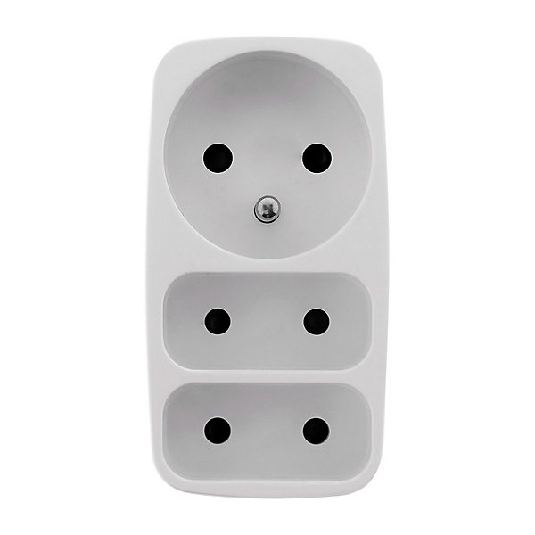 Multiprise triplite 2x2P 6A   1x2P T 16A - Blanc - Zenitech