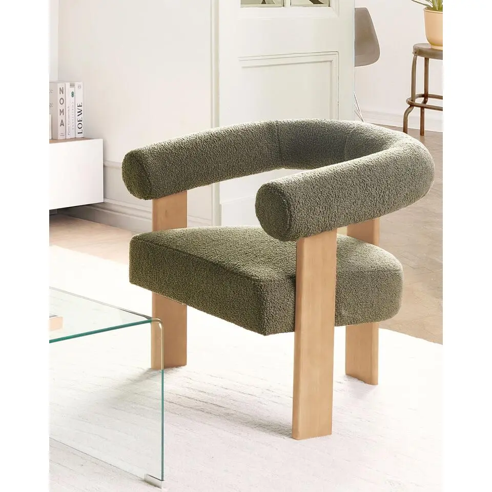 ILBRO - Fauteuil - Groen/Lichtbruin - Boucl&eacute;