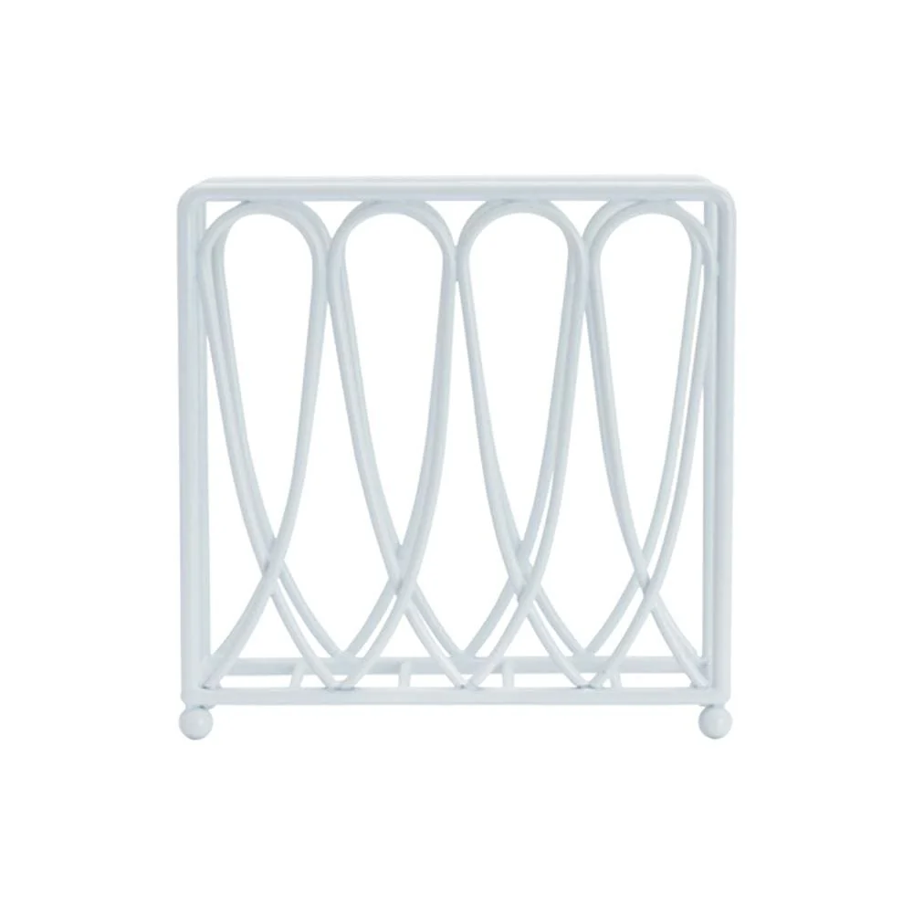 Victorian Loop White Wire Napkin Holder