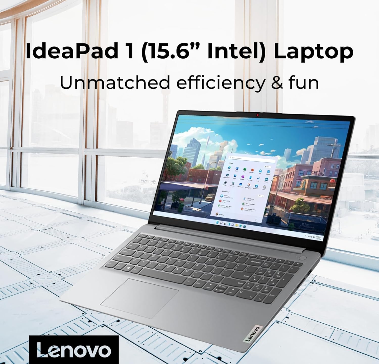 Lenovo IdeaPad 1 Student Laptop  15.6 FHD Display  Intel Dual Core Processor  12GB RAM  512GB SSD + 128GB eMMC  1 Year Office 365  Wi-Fi 6  Webcam  Bluetooth  SD Card Reader  Windows 11 Home  Grey
