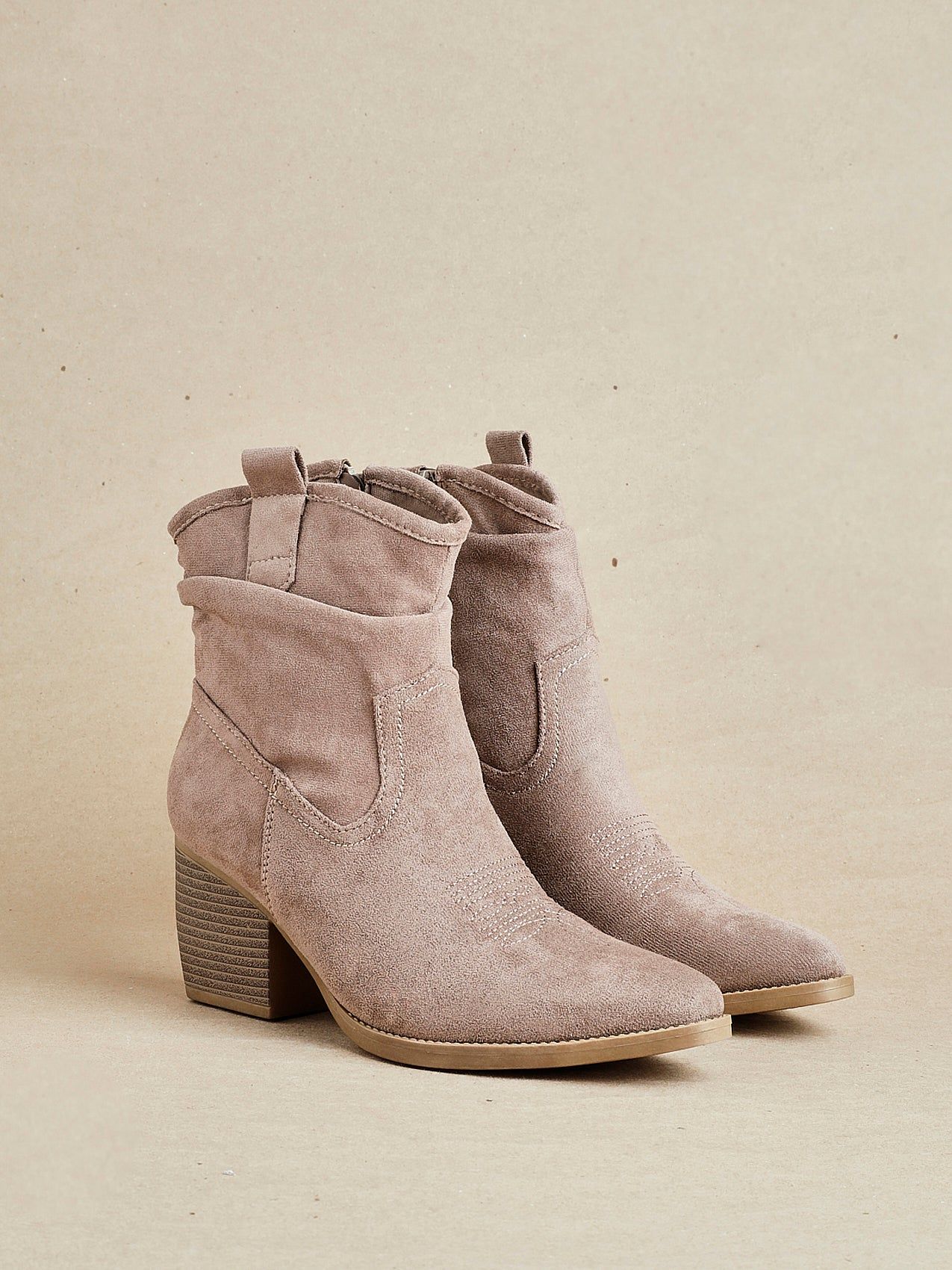 Linzi Carter Mocha Faux Suede Western Inspired Ankle Boot