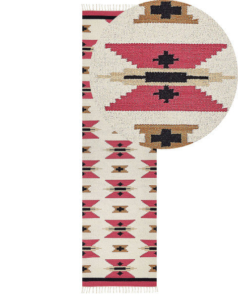 Dywan bawełniany kilim 80 x 300 cm wielokolorowy