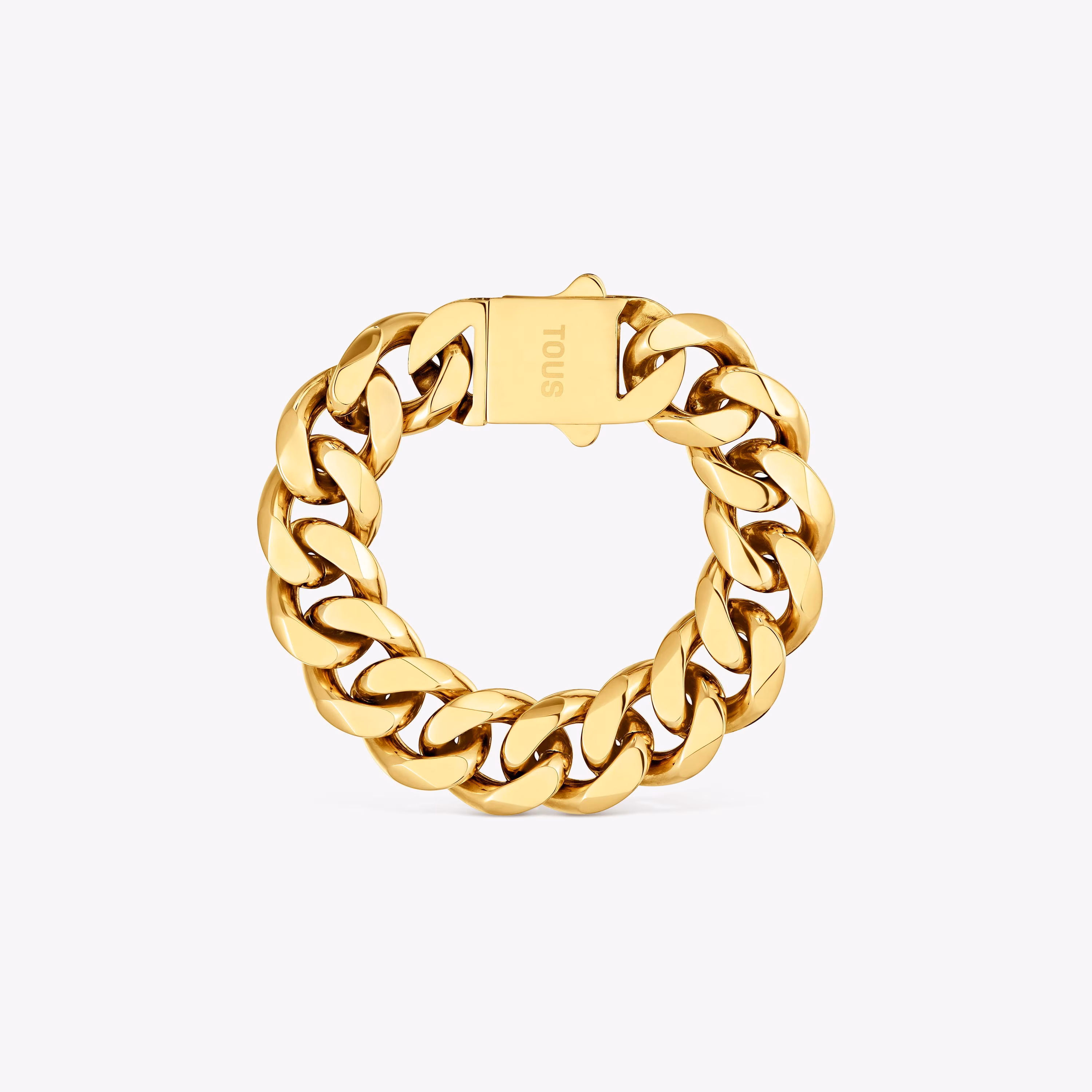 Pulsera cadena barbada de acero en color dorado TOUS Basics