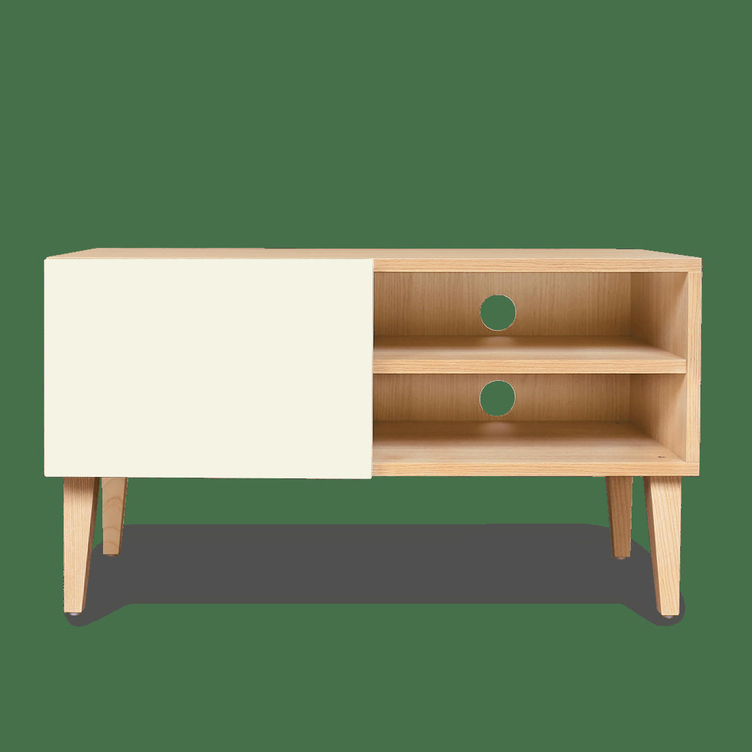 MIKE - Petit meuble TV en Blanc sable, 2 portes – 50*90*40