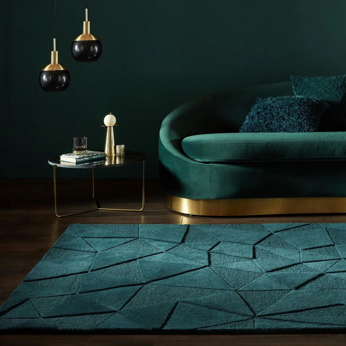 SHERD - Tapis de salon moderne en laine bleu turquoise 200x290 cm