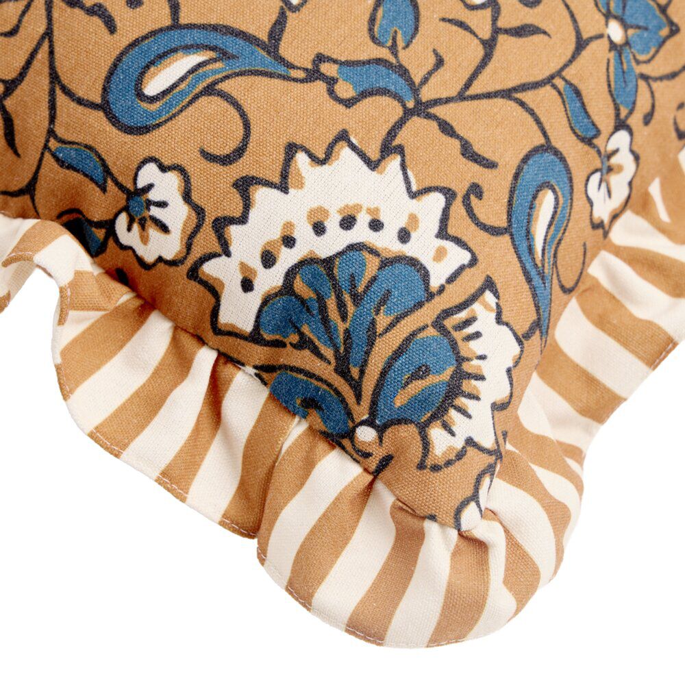 Coussin carré Indie imprimé contour à volants 45x45cm (2 modèles)