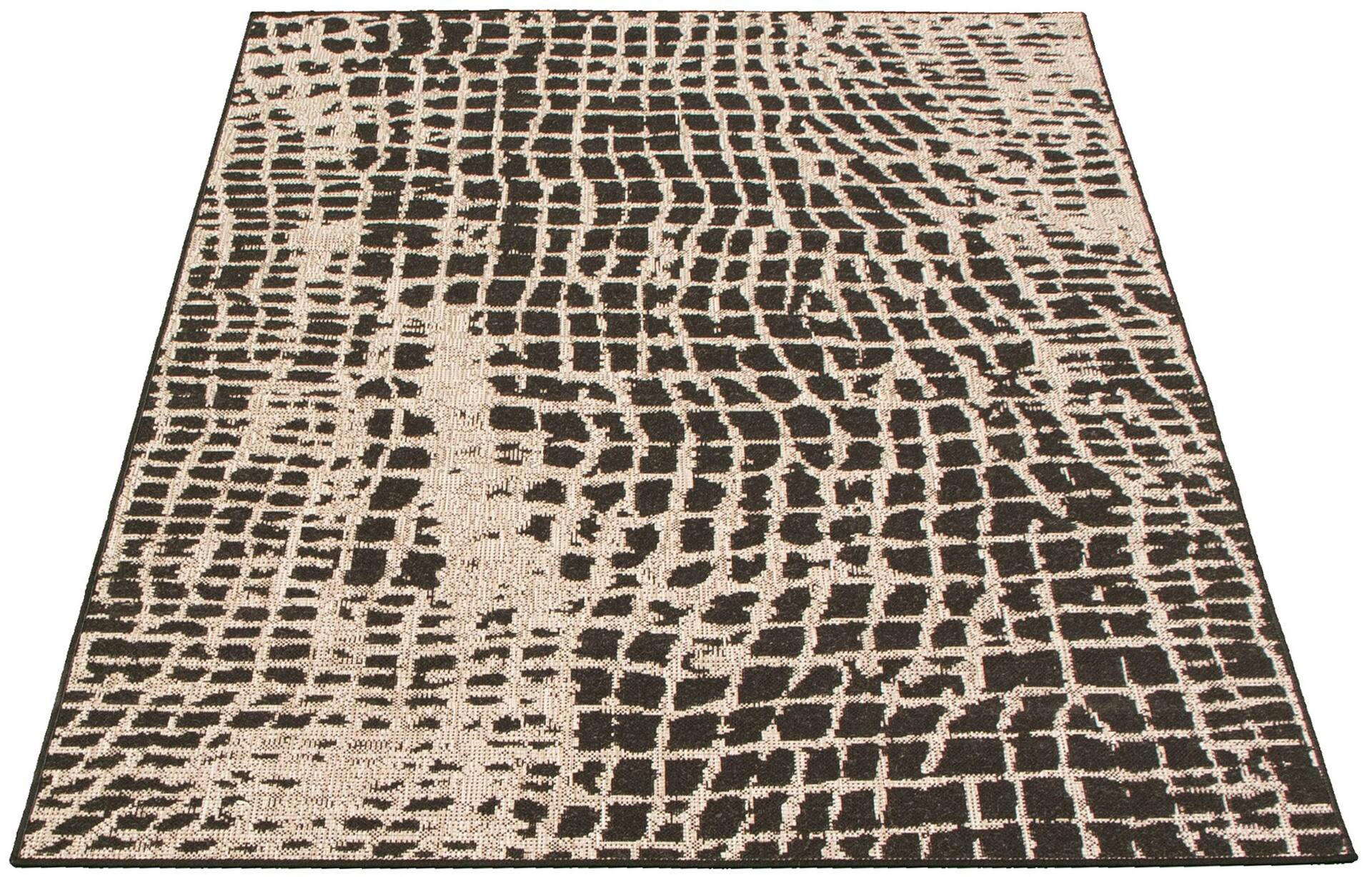 ECARPET Sisal Safari Indoor/Outdoor Area Rug, Black/Silver, Assorted Sizes