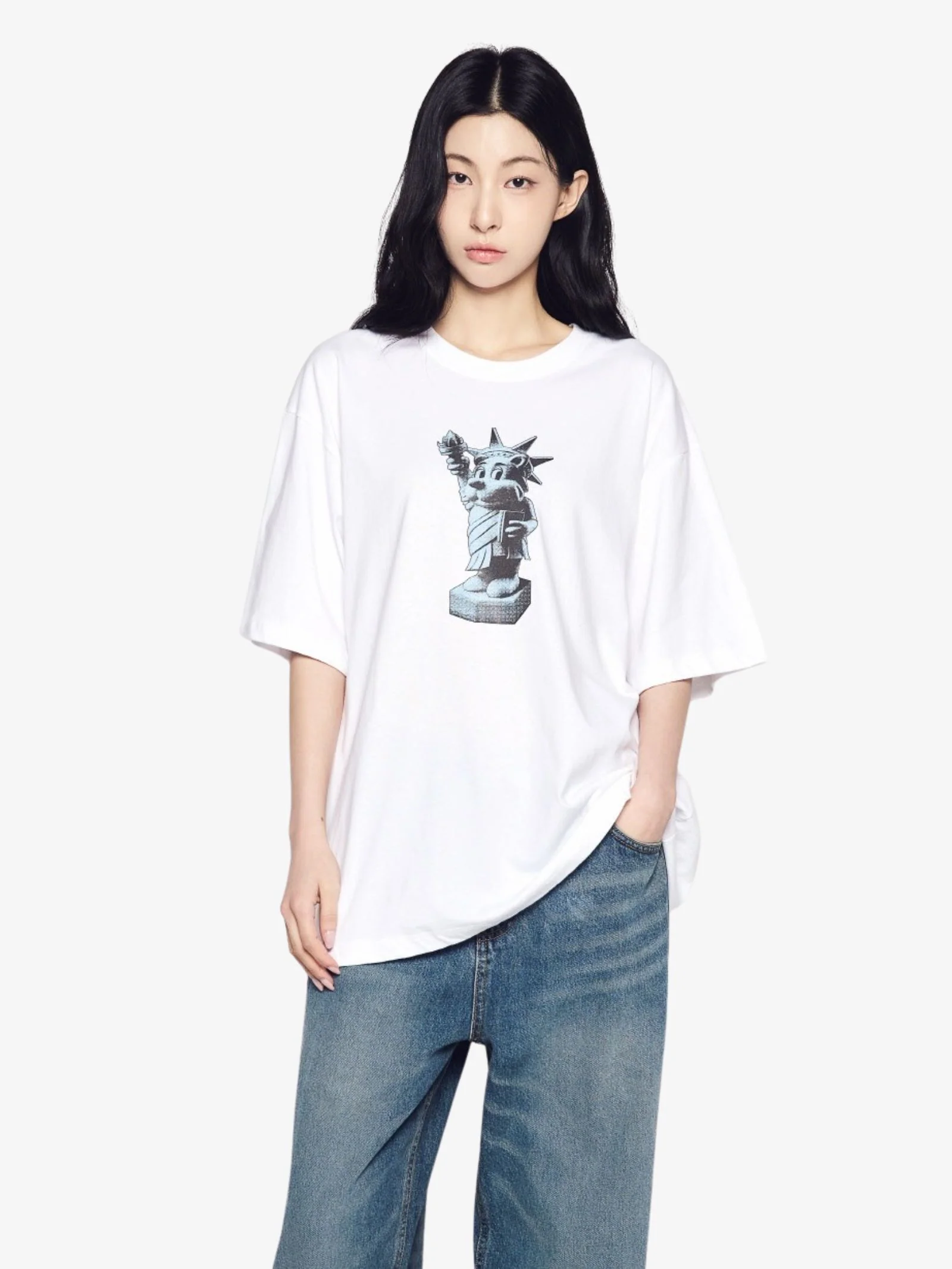 Ac Bear Statue Of Liberty Short Sleeve T-Shirt
