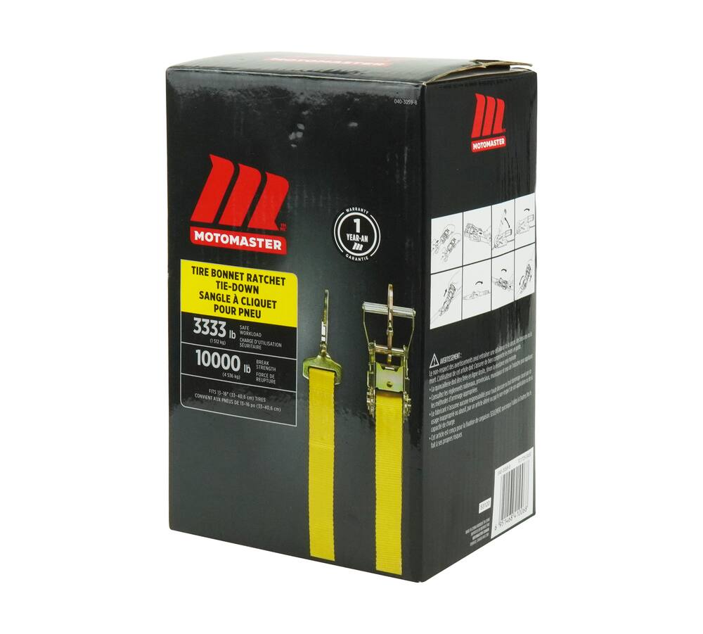 MotoMaster 10,000-lb Tire Bonnet Ratchet Tie Down Strap, 2-in