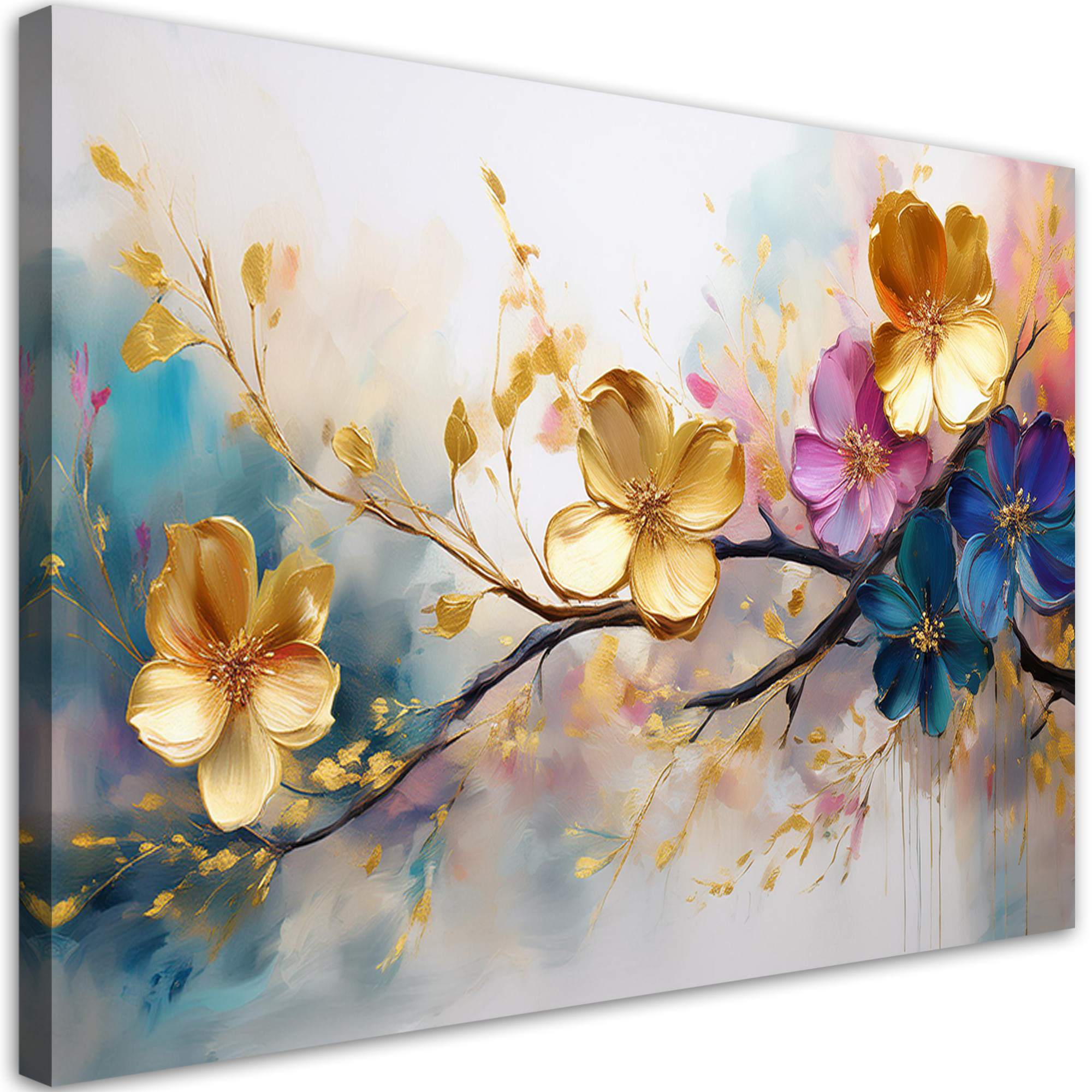 Feeby Obraz na płótnie, Kwitnące Kolorowe Kwiaty Glamour 60x40