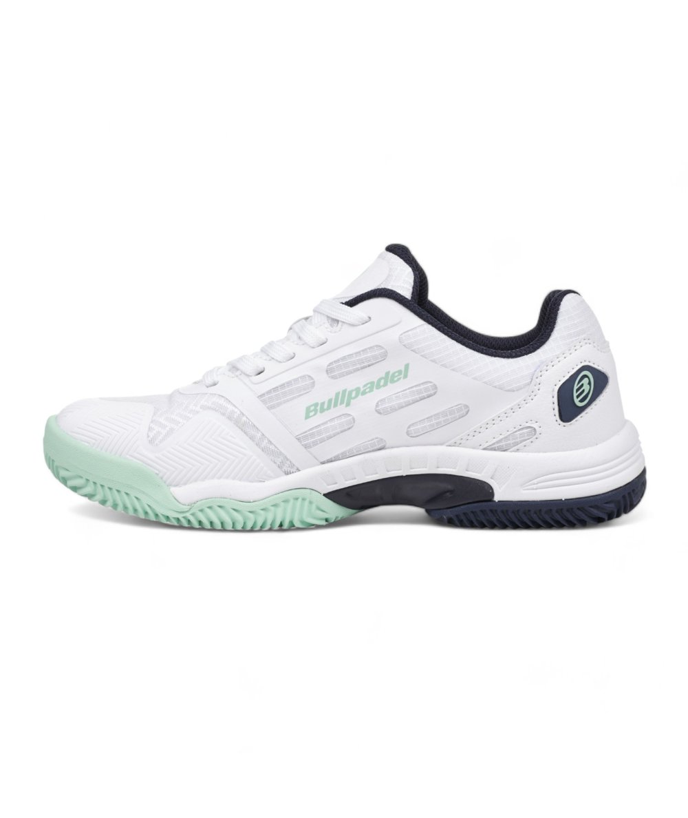 ZAPATILLA BULLPADEL INDIGA W 25V BLANCO Y TURQUESA