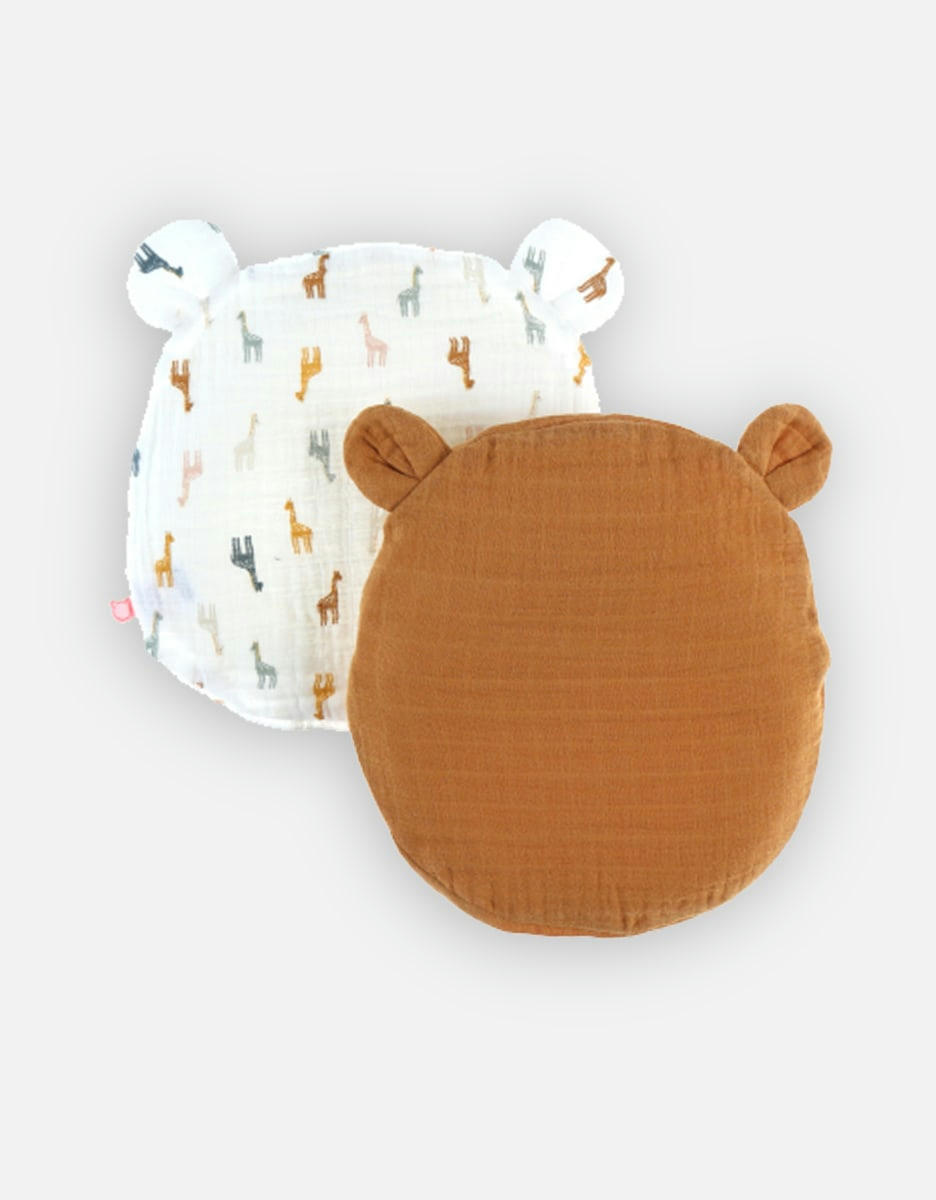 - Set coussin ergonomique + 2 housses, écru/ocre