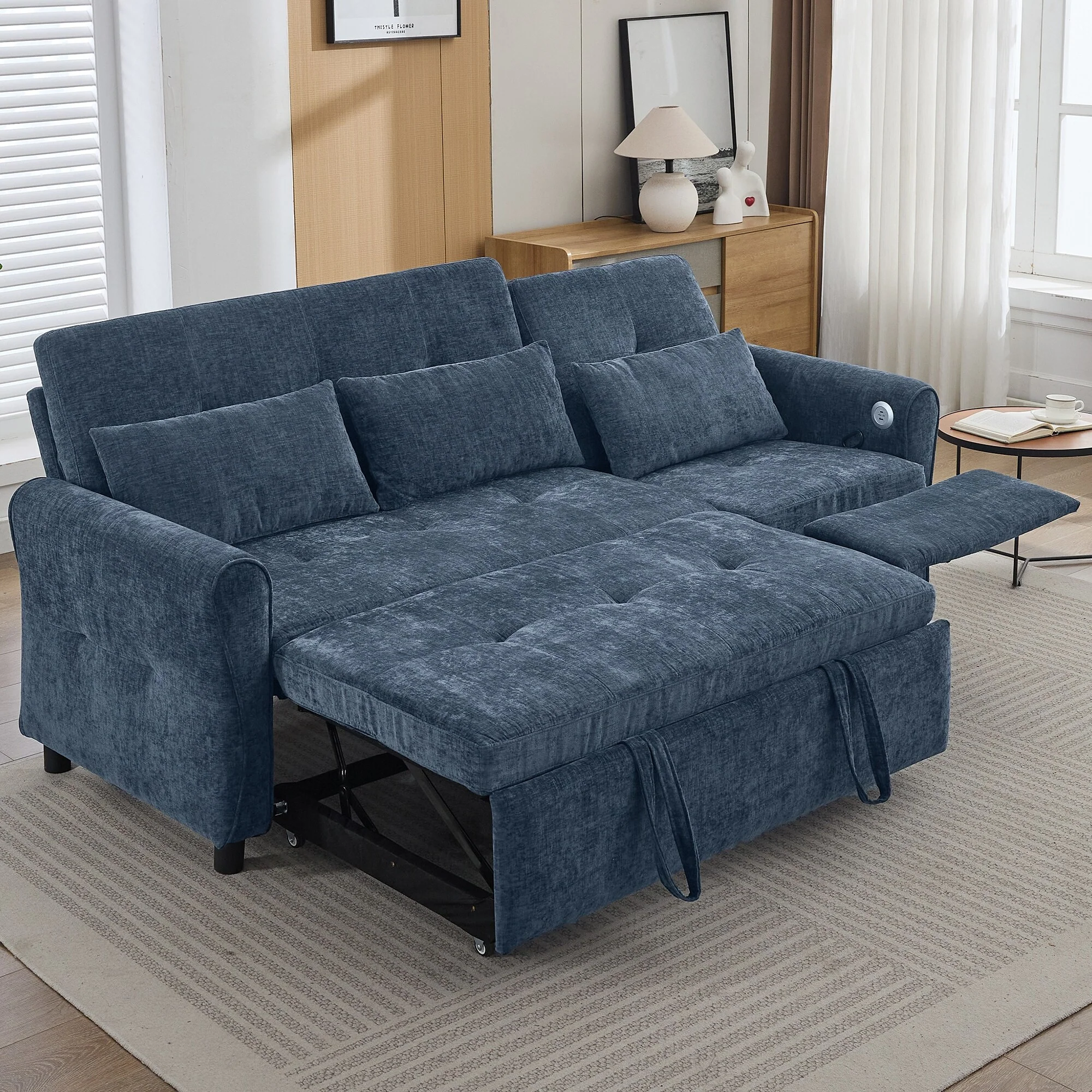 2-in-1 Sofa 82 Three-seater Sofa with a Sofa Bed and a Reversible Recliner Sofa for Living Room