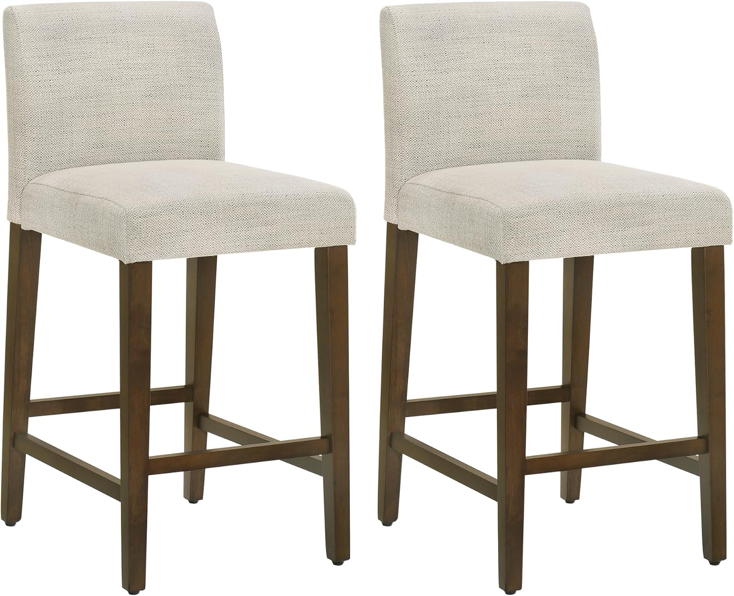 CHITA Counter Height Bar Stools Set of 2, 27 H Seat Height Upholstered Barstools, Fabric in Ivory