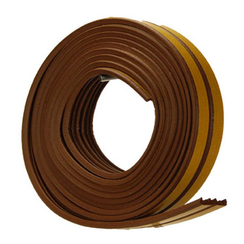 Joint adhésif en caoutchouc profilé E brun 9 mm x 18 m CONFORTEX