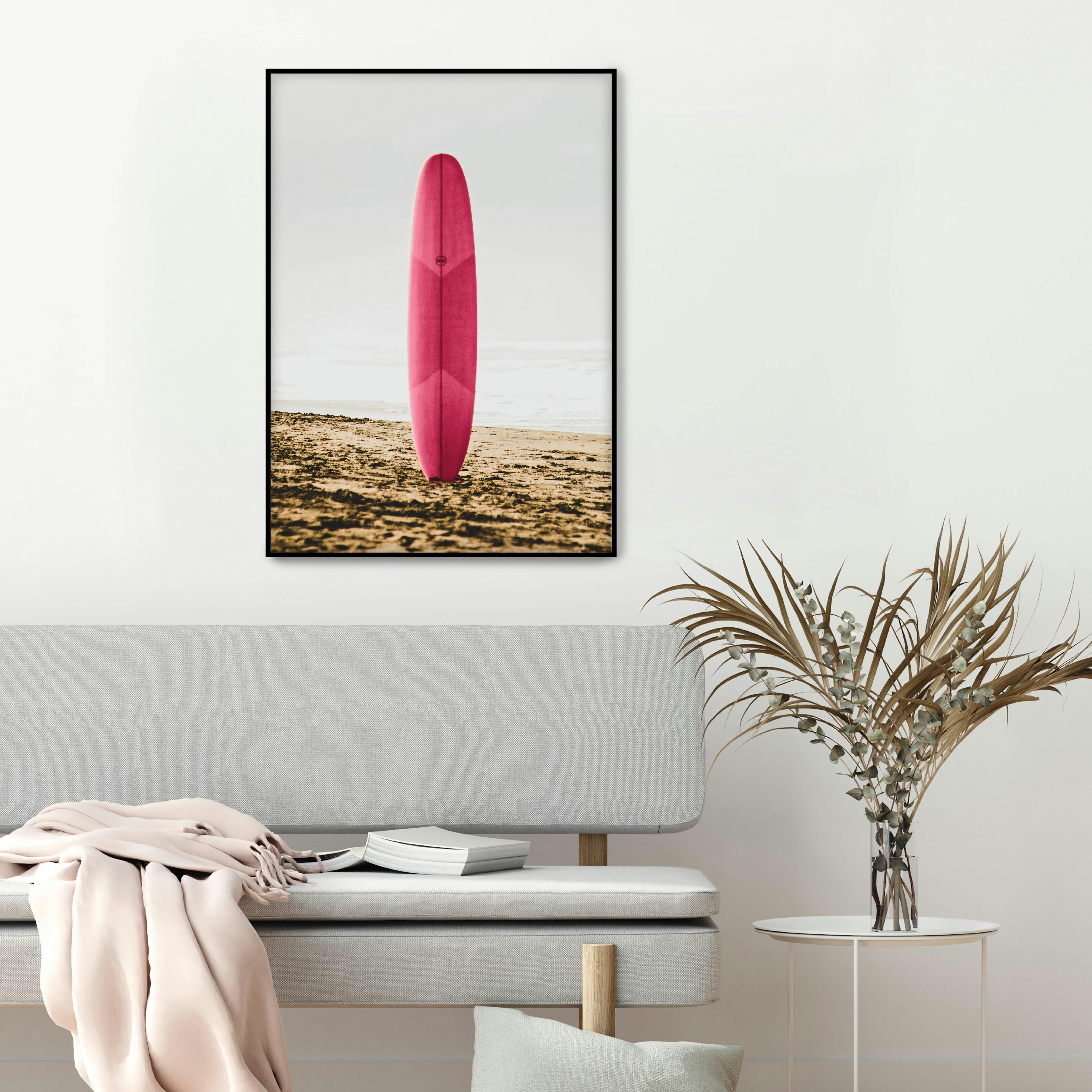 PLAYA - Affiche avec cadre noir - Tableau Fuchsia - 30x40