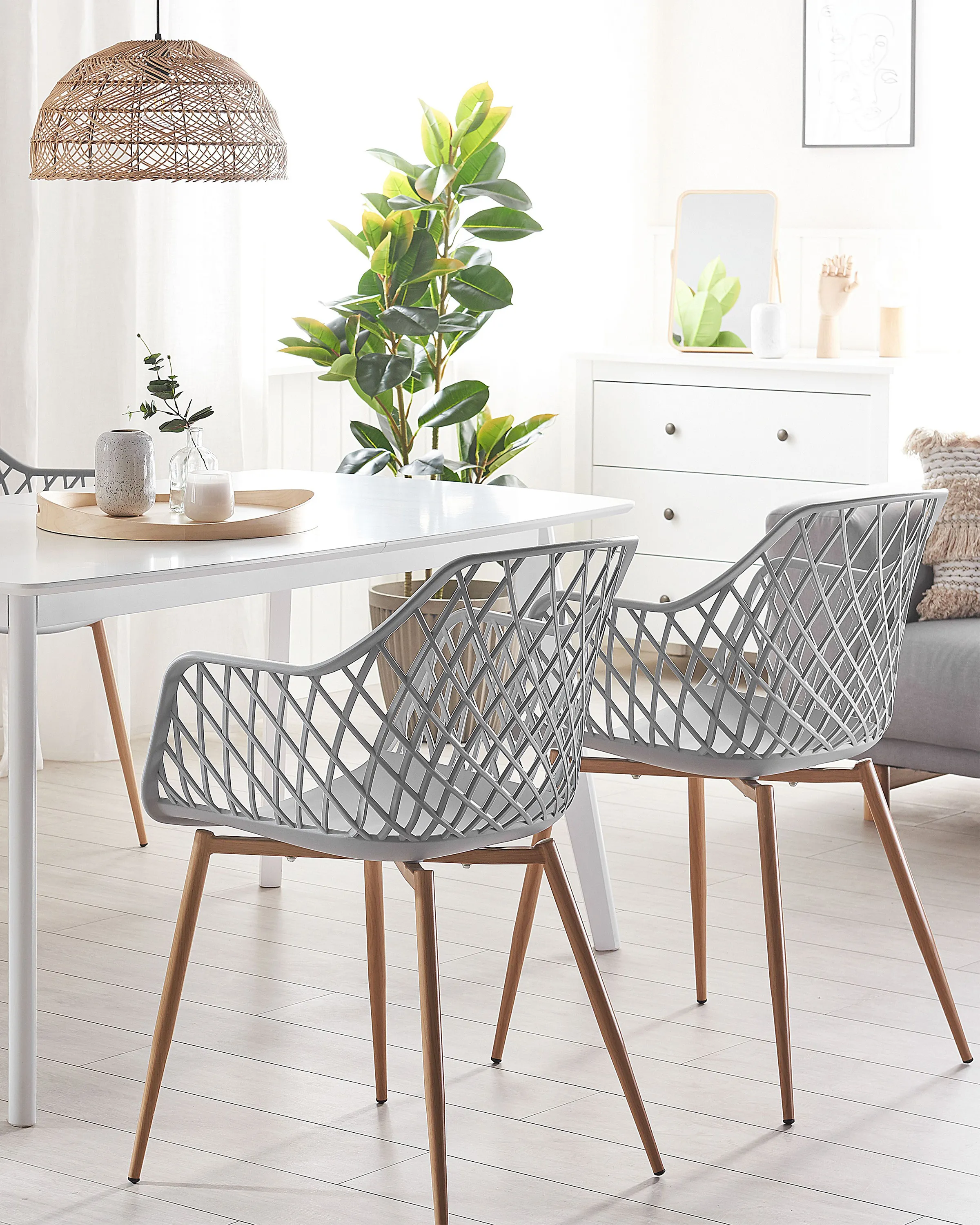 Set of 2 Dining Chairs NASHUA Light Grey