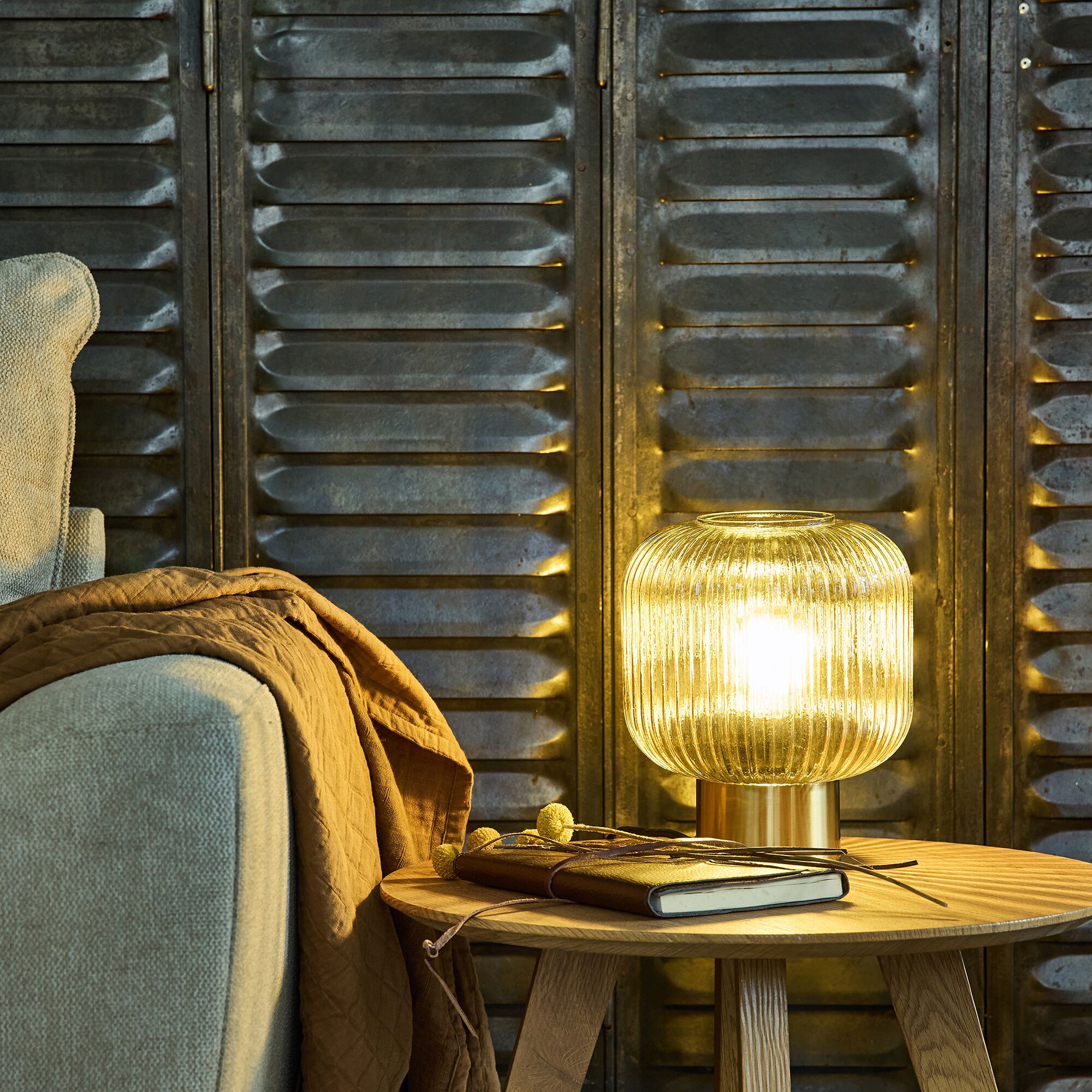 MALOTO - Lampe à poser en verre D20cm - marron ambré
