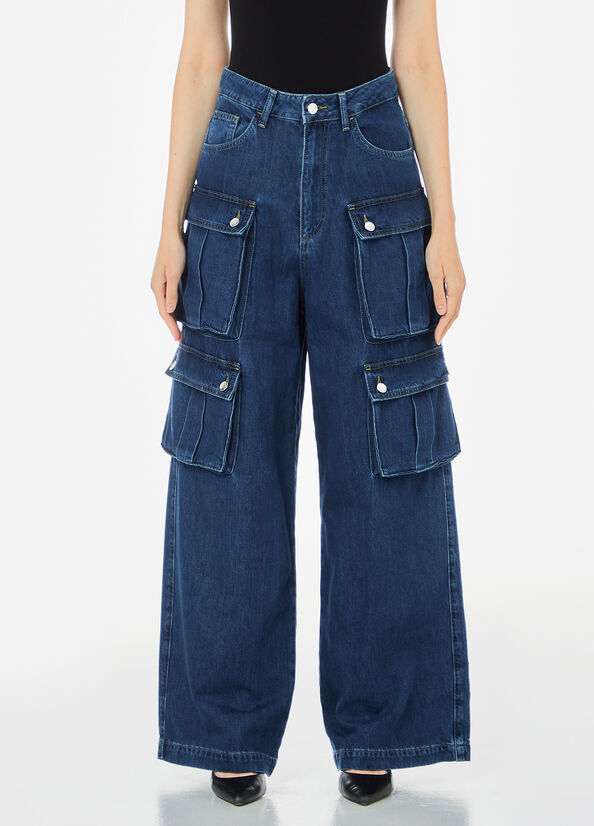 Jeans cargo in cotone stretch