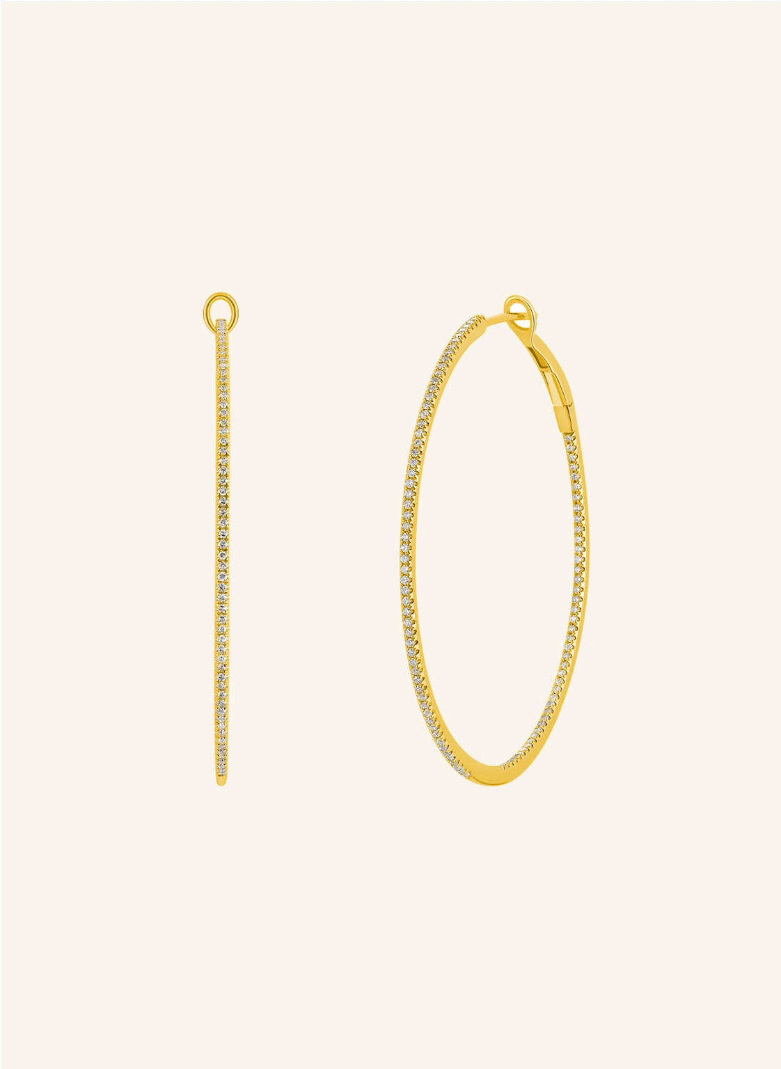 Leaf Creolen CIRCLE L aus 18 Karat Gelbgold mit Diamanten
