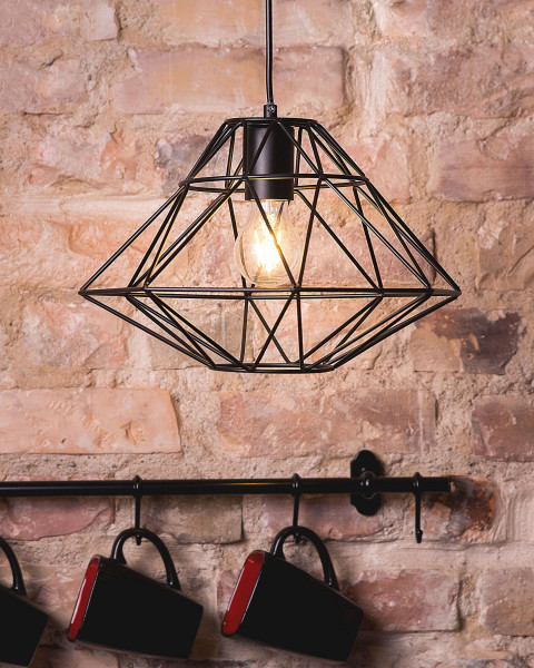 Lampa wisząca metalowa klatka czarna