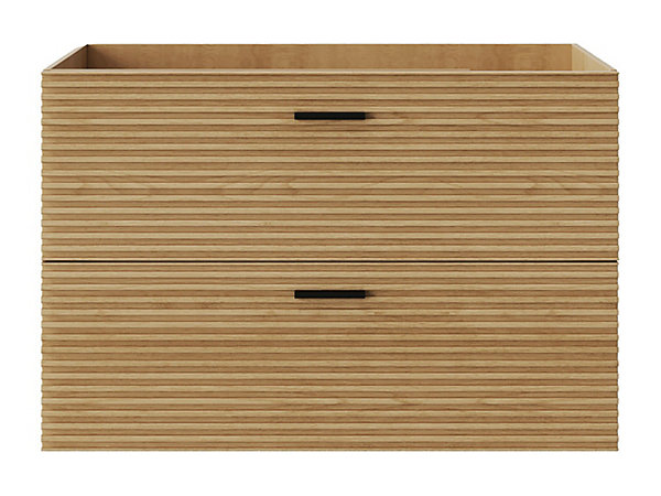 Meuble sous vasque suspendu strié - 2 tiroirs - Naturel clair - 80 cm - SARONE