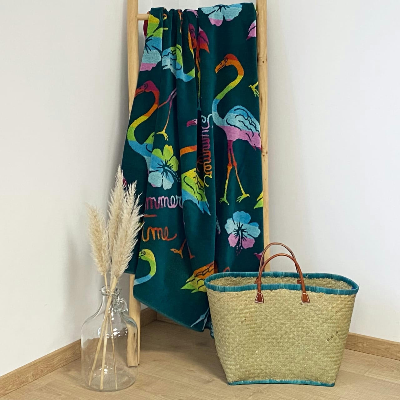 PLAGE - Serviette de plage éponge velours Jacquard Fiestas 140x180 400g/m²