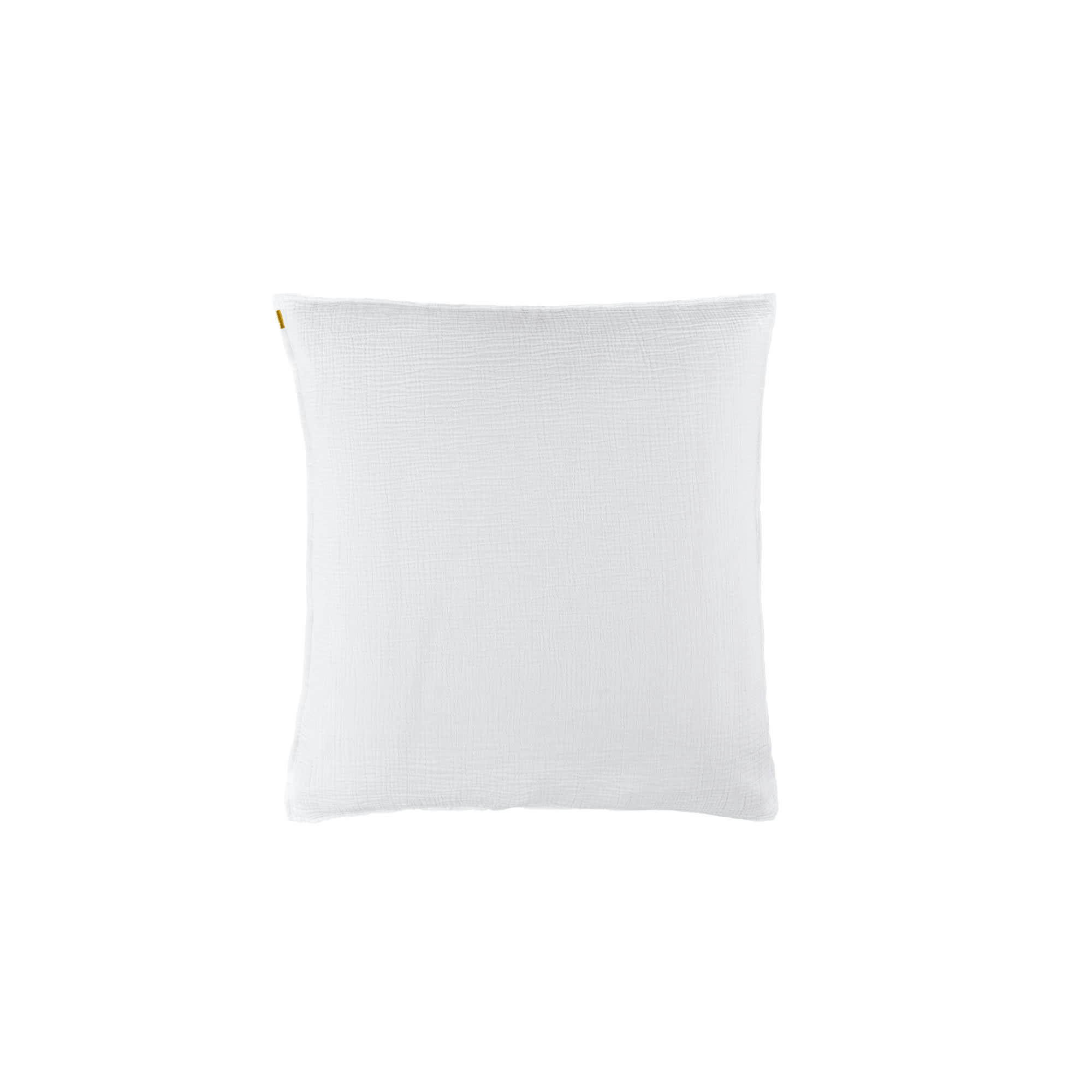 - Taie d'oreiller en double gaze de coton blanc immaculé 65x65 cm