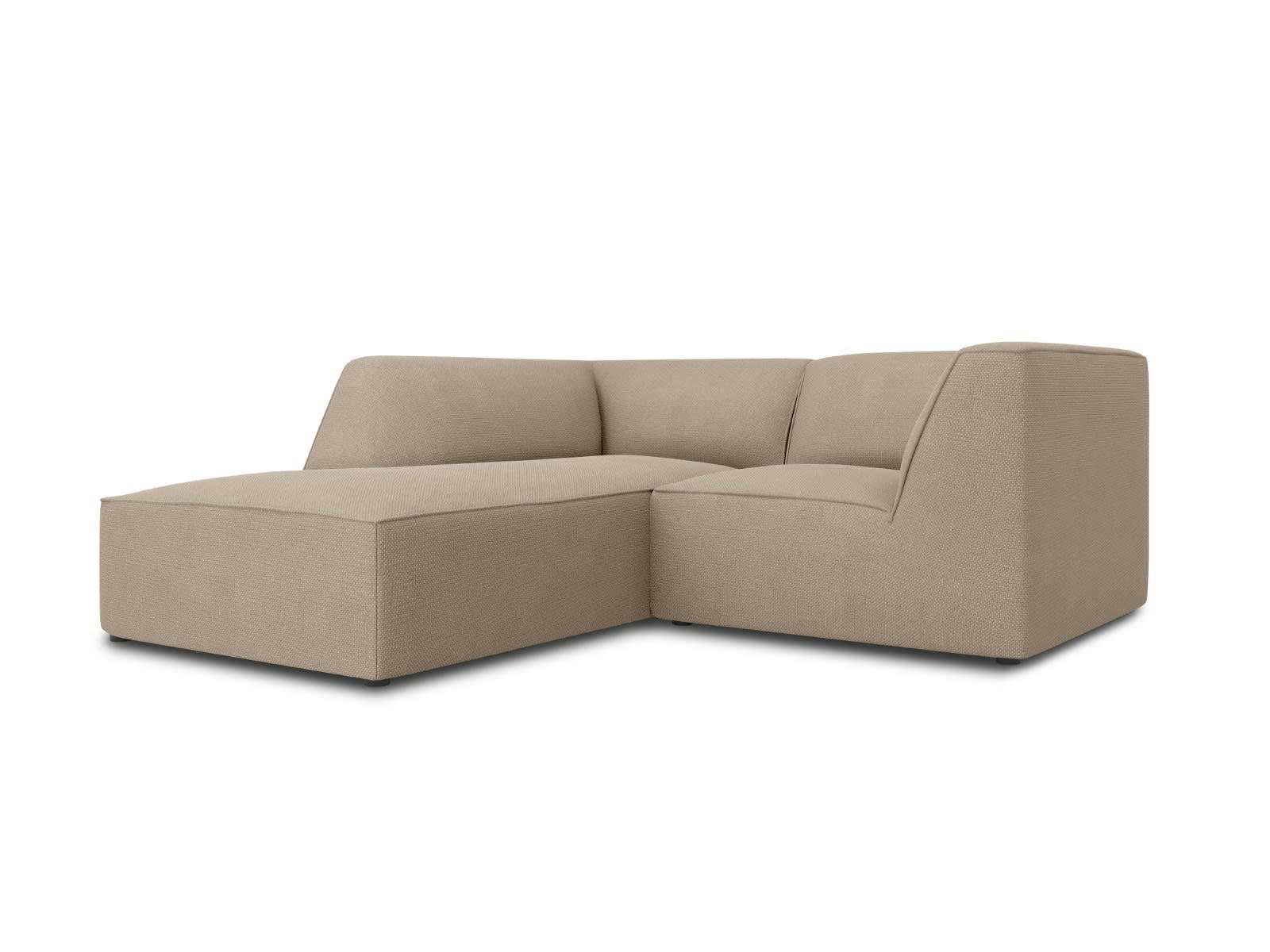 RUBY - Canapé d'angle gauche 3 places en tissu structurel beige foncé