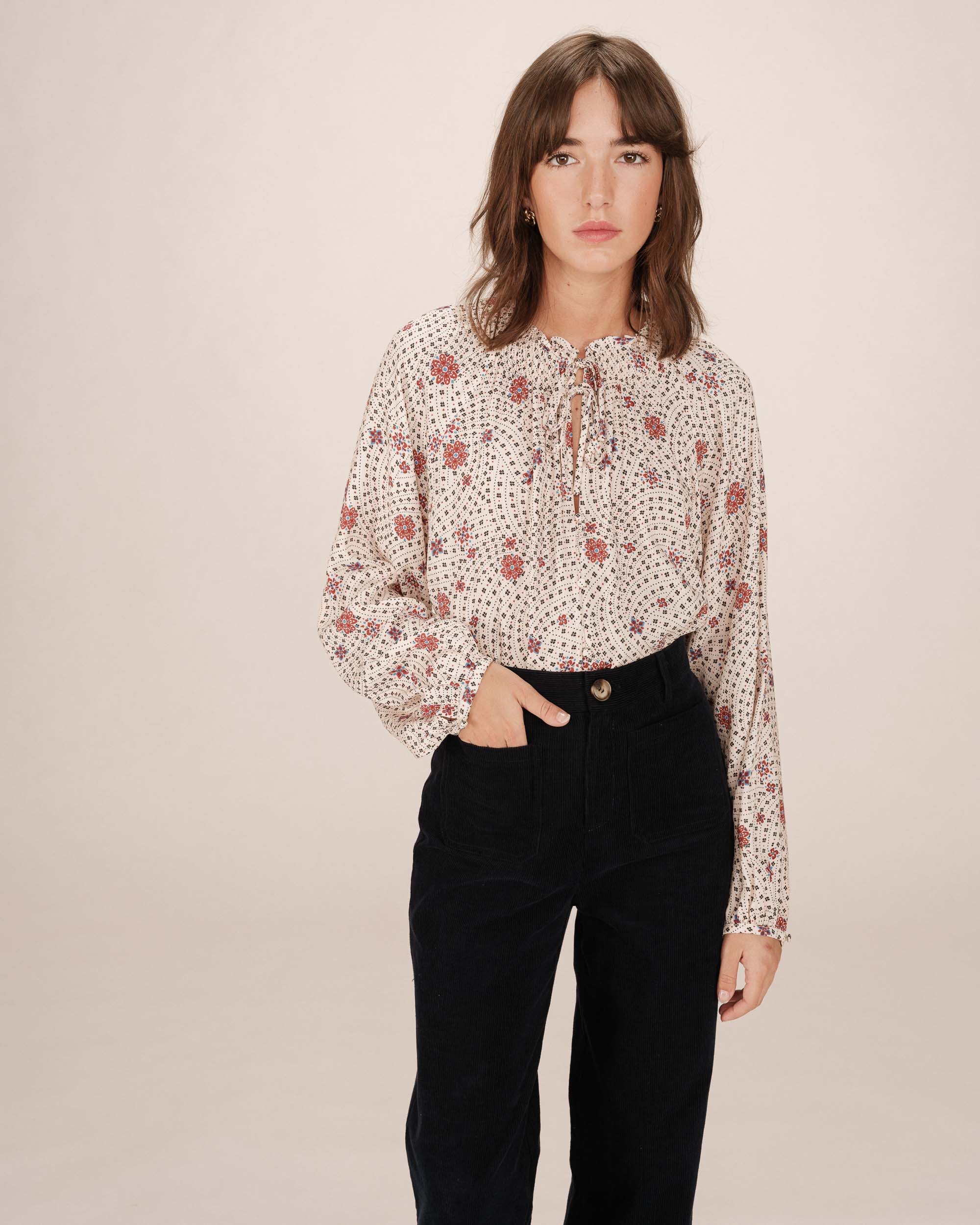 Blouse imprimée ecru Scarlett
