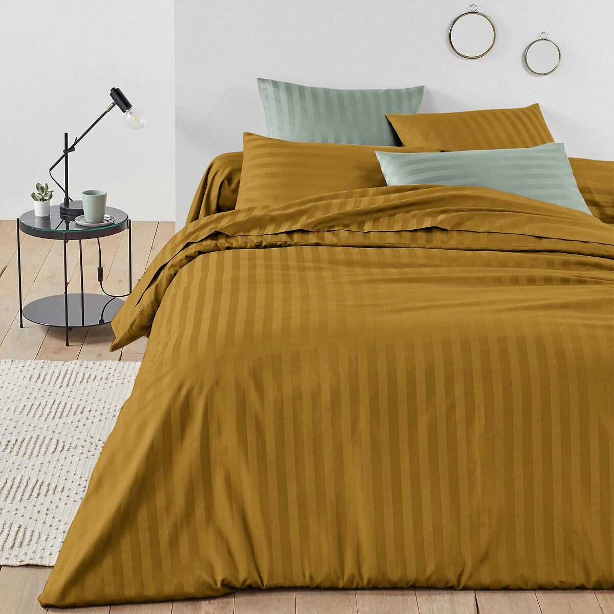 Drap satin de coton rayé