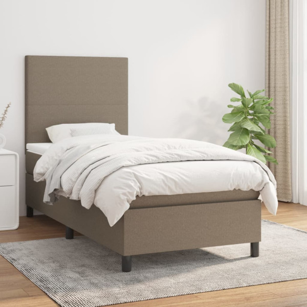 Łóżko kontynentalne z materacem taupe tkanina 80x200 cm