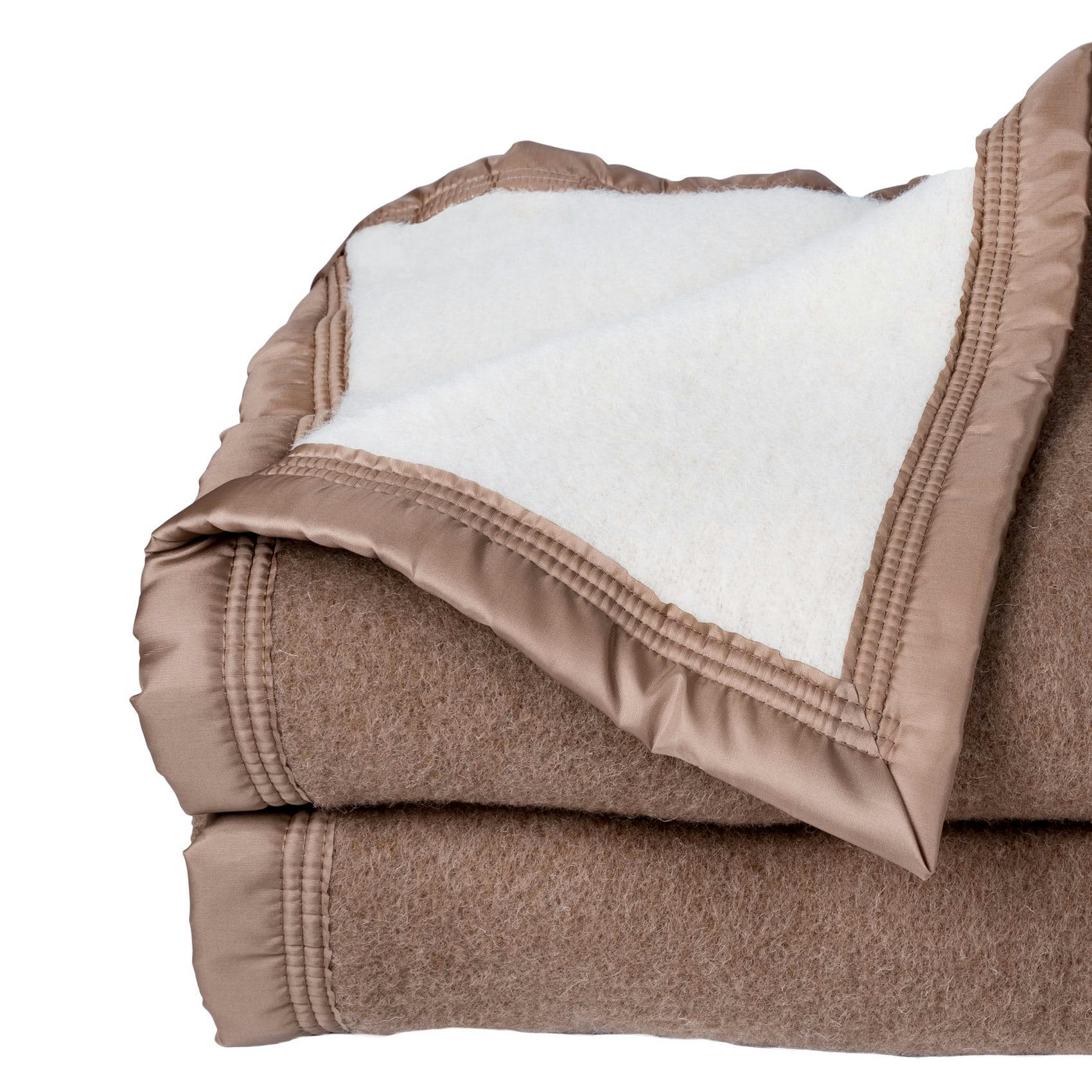 VOLTA500 - Couverture  laine woolmark double face beige chamois 180x240 cm