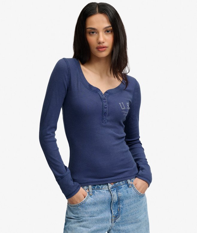 Athletic Button Down Long Sleeve Top