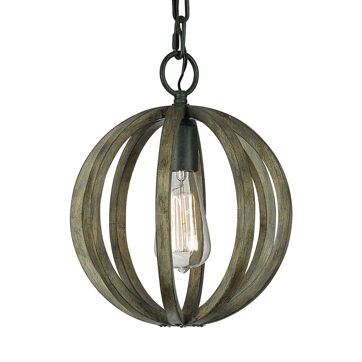 Lampa wisząca postarzane drewno Allier 1xE27x60W Feiss