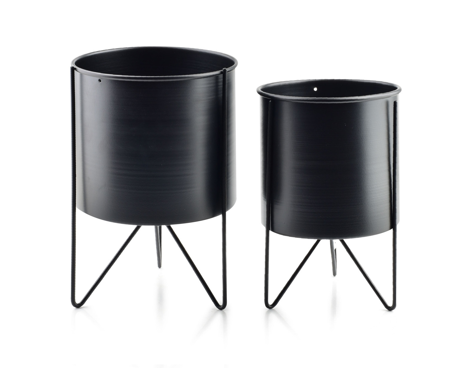Komplet 2 metalowych osłonek na stojaku Swen Black czarny 18 i 16 cm
