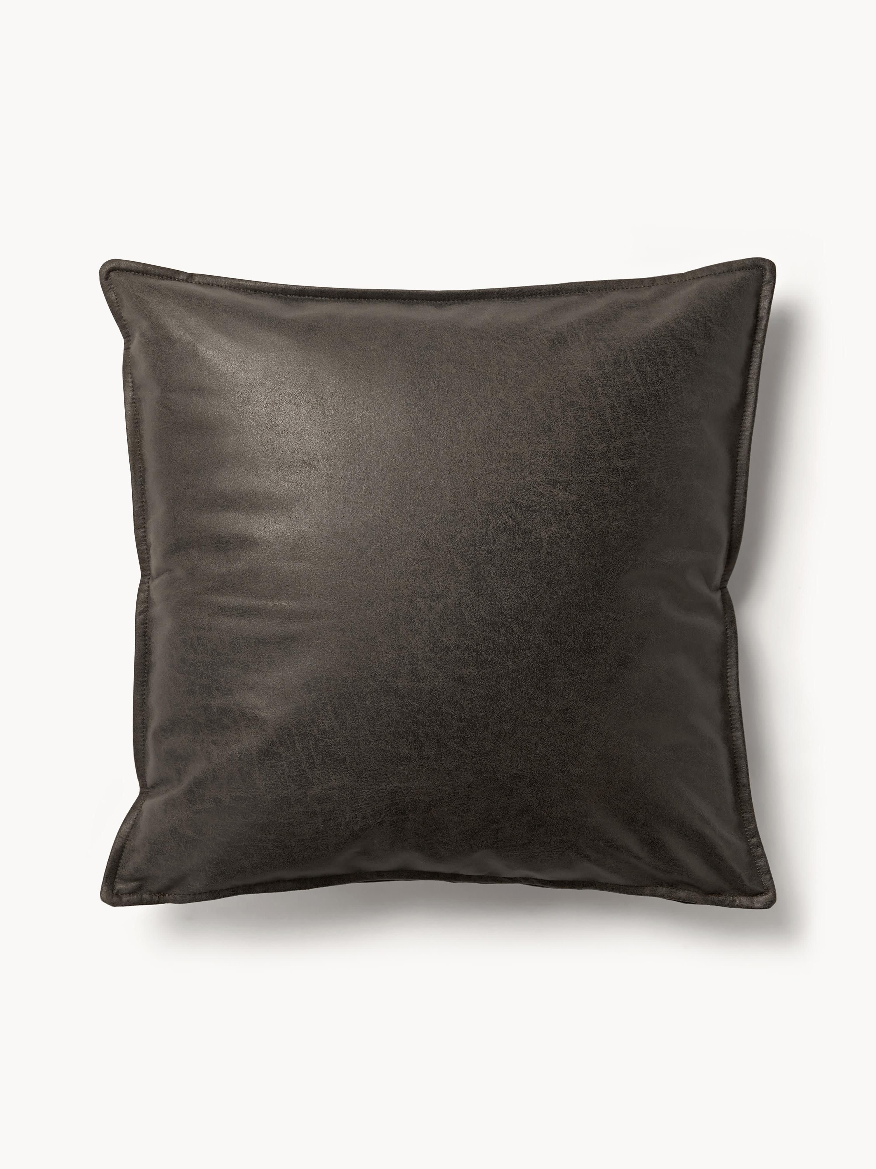 Großes Sofa-Kissen Lennon aus recyceltem Leder, 60 x 60 cm