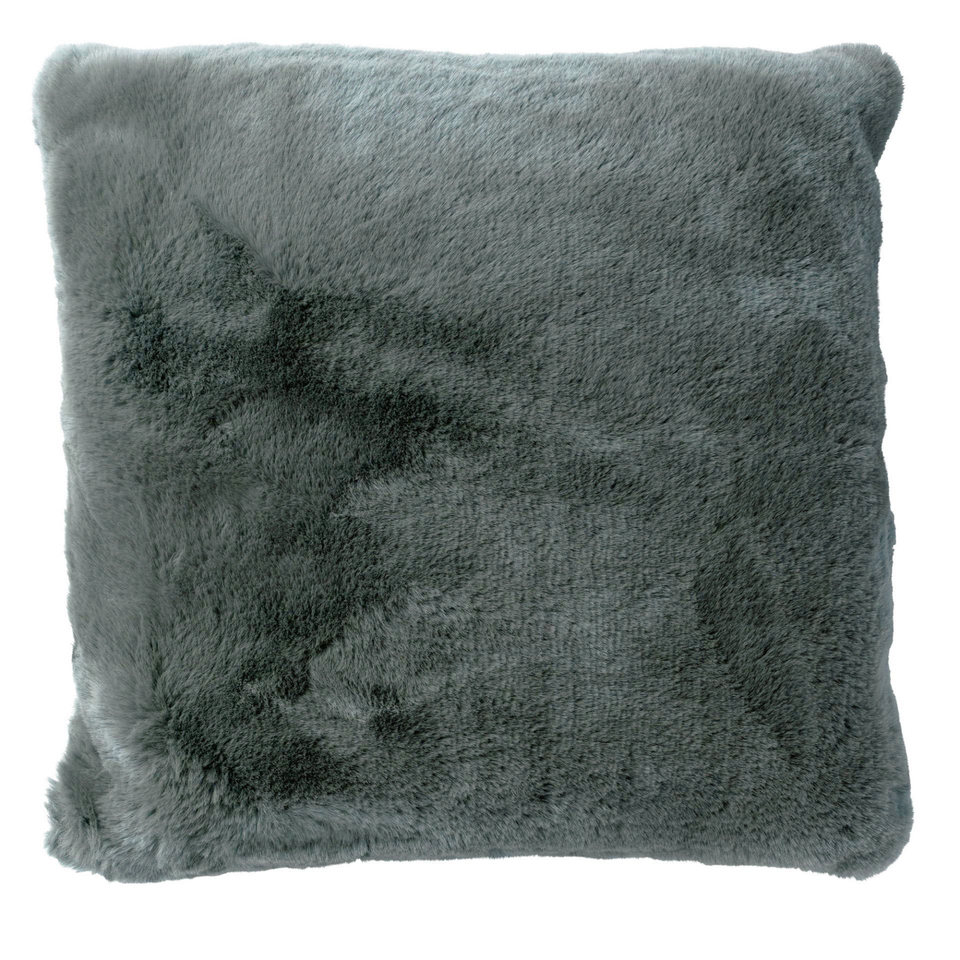 ZAYA - kussenhoes 45x45 cm - bontlook - effen kleur - Charcoal Gray - antraciet