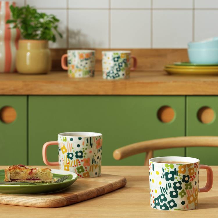 Habitat x Scion Spring Meadow Set of 4 Mugs - Multicoloured